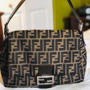 Fendi Authentic Mama Zucca purse in tobacco canvas